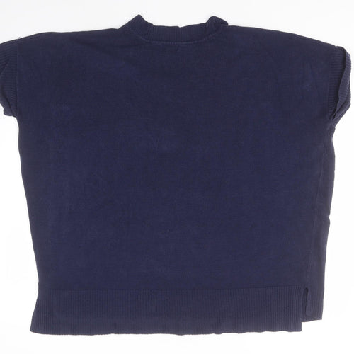 F&F Mens Blue V-Neck  Acrylic Pullover Jumper Size M