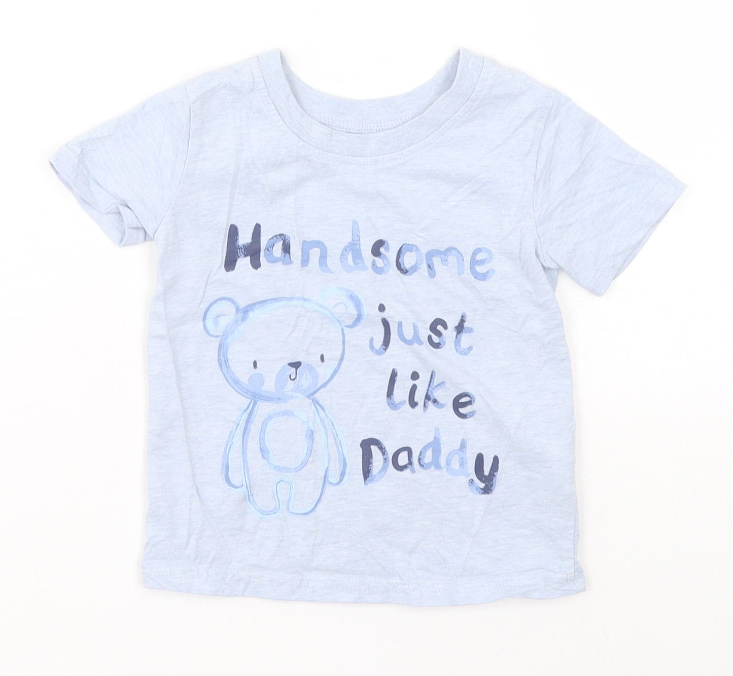 Preworn Boys Blue   Basic T-Shirt Size 9-12 Months Round Neck  - Handsome Just like Daddy
