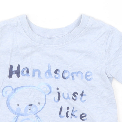 Preworn Boys Blue   Basic T-Shirt Size 9-12 Months Round Neck  - Handsome Just like Daddy