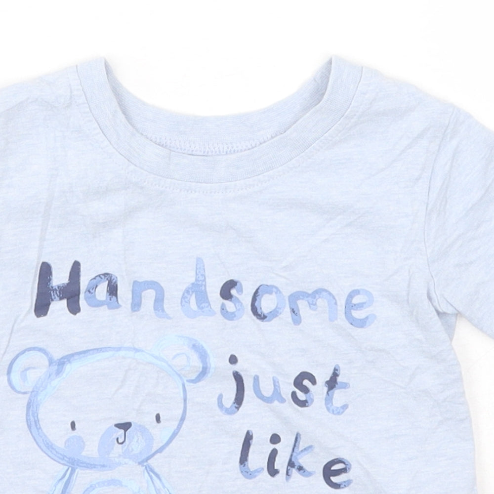 Preworn Boys Blue   Basic T-Shirt Size 9-12 Months Round Neck  - Handsome Just like Daddy
