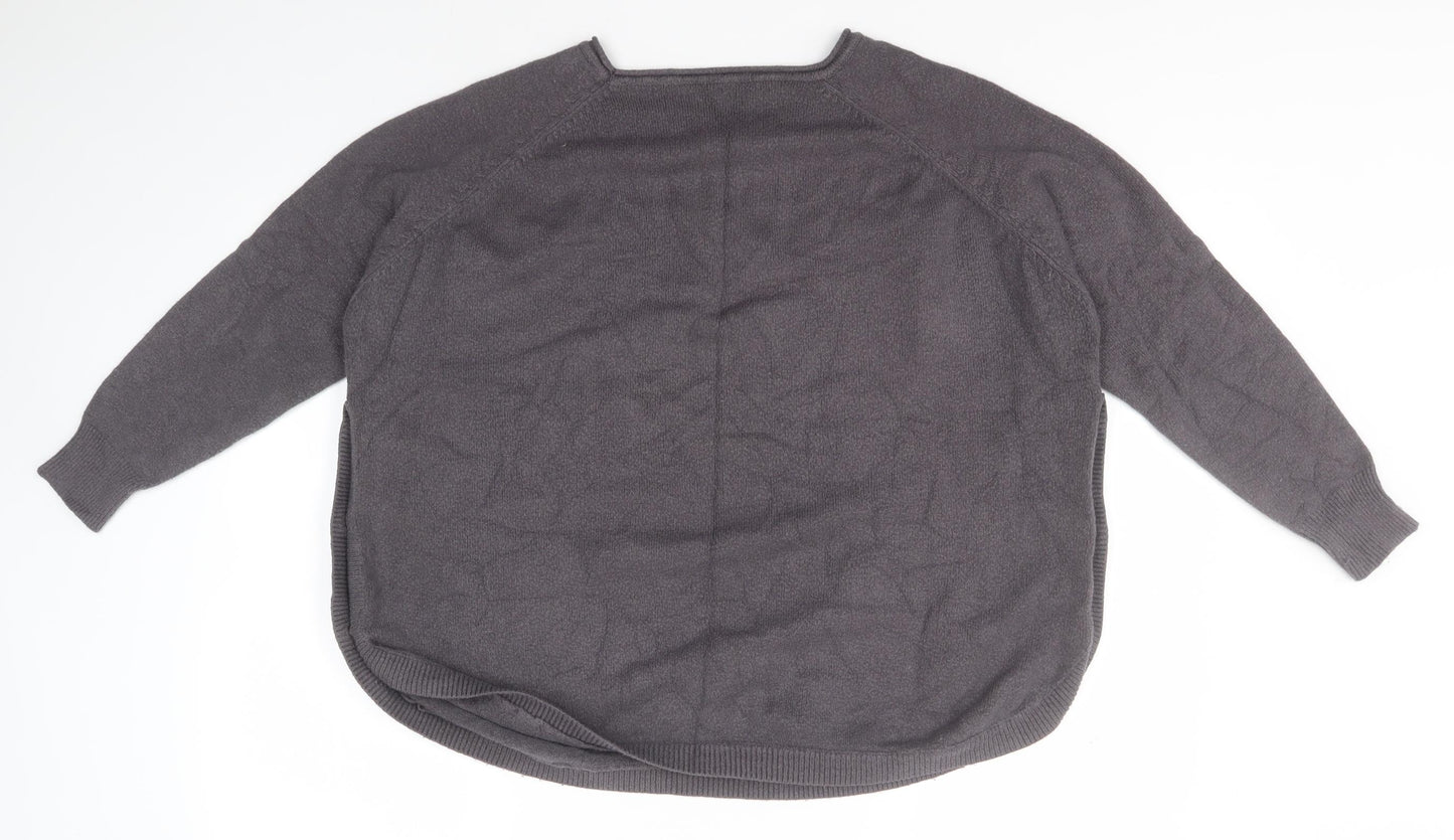 Preworn Womens Grey Round Neck  Viscose Pullover Jumper