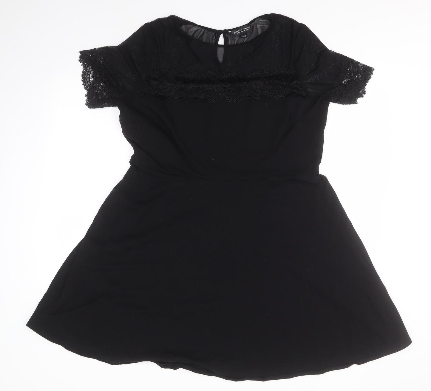 Dorothy Perkins Womens Black  Cotton A-Line  Size 20  Roll Neck