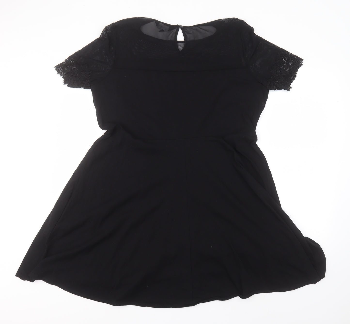 Dorothy Perkins Womens Black  Cotton A-Line  Size 20  Roll Neck