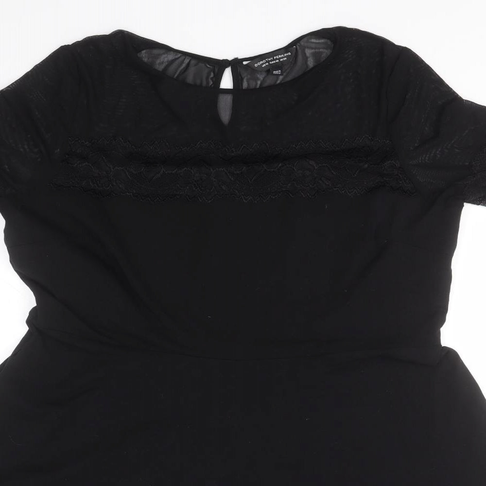 Dorothy Perkins Womens Black  Cotton A-Line  Size 20  Roll Neck