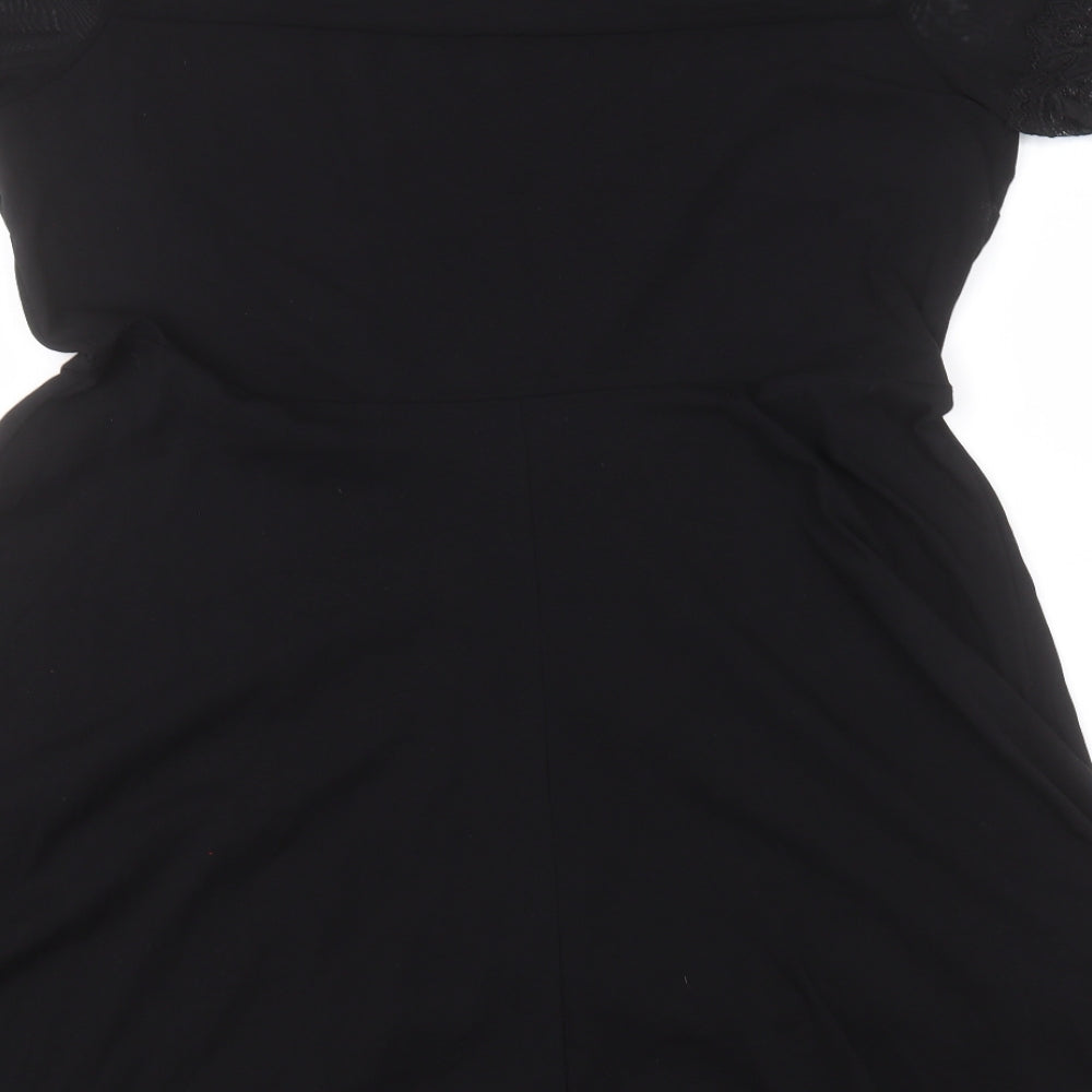 Dorothy Perkins Womens Black  Cotton A-Line  Size 20  Roll Neck