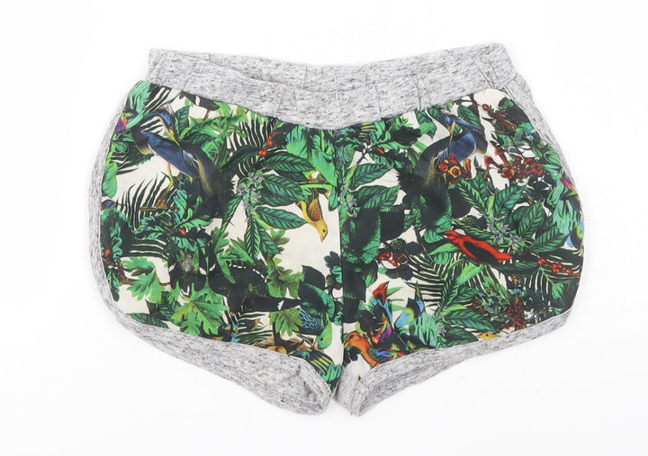 Matalan Girls Grey Floral Polyester Hot Pants Shorts Size 4 Years Regular