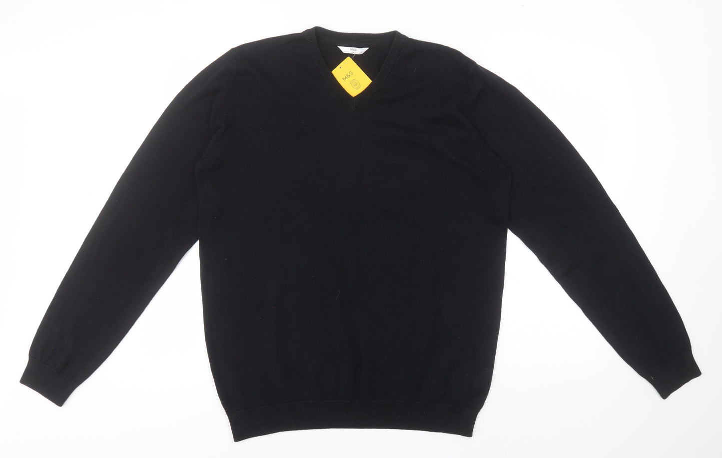 Marks and Spencer Boys Black V-Neck  Coir Pullover Jumper Size 16 Years