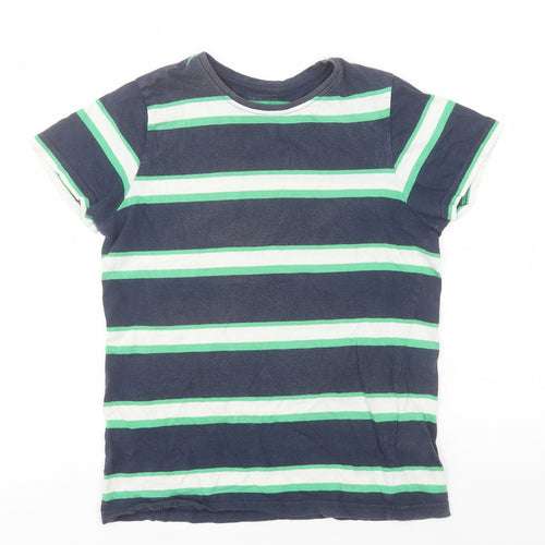 Primark Boys Blue Striped Cotton Basic T-Shirt Size 10-11 Years Round Neck