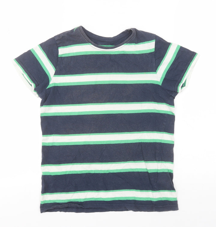 Primark Boys Blue Striped Cotton Basic T-Shirt Size 10-11 Years Round Neck