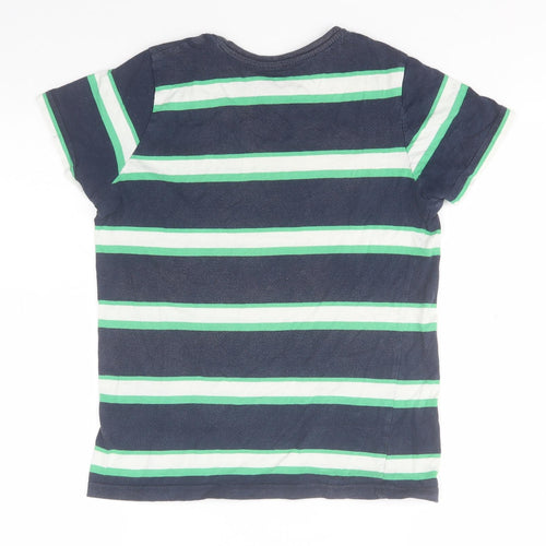 Primark Boys Blue Striped Cotton Basic T-Shirt Size 10-11 Years Round Neck