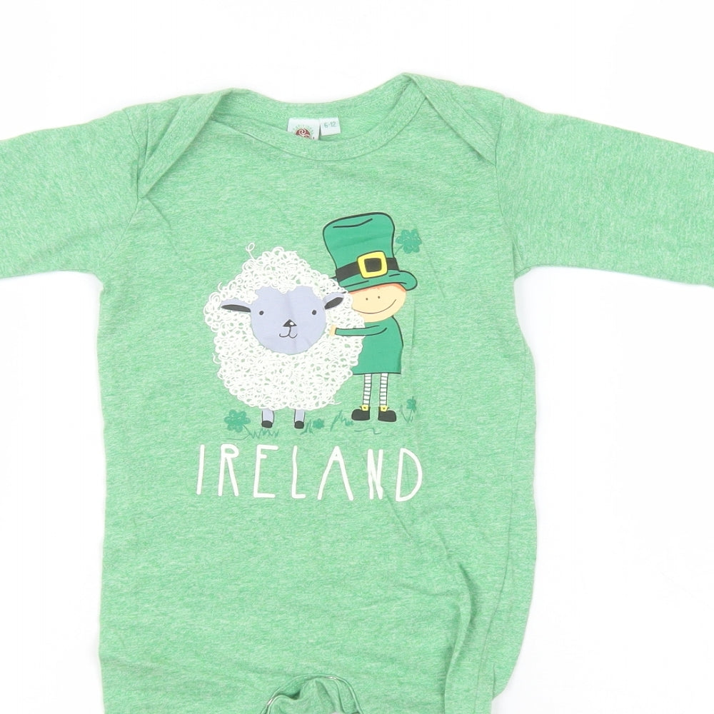 Traditional Craft Baby Green  Cotton Babygrow One-Piece Size 6-9 Months   - Ireland