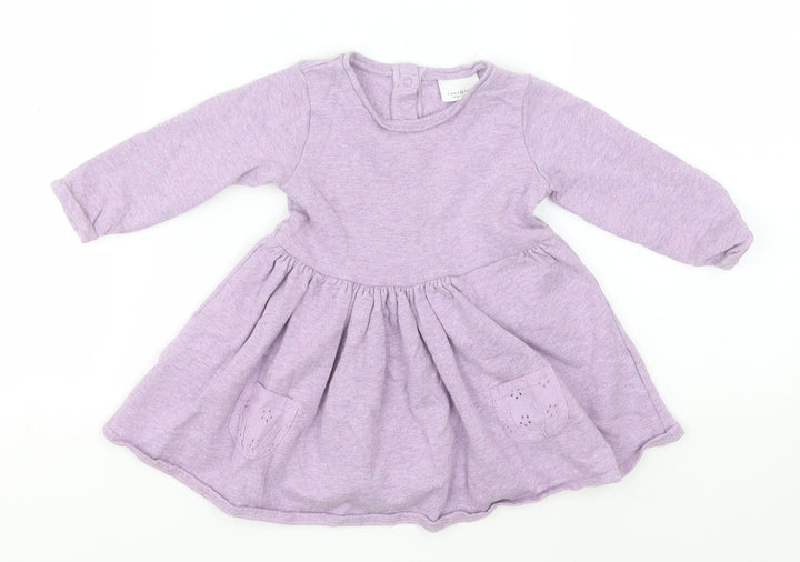 NEXT Girls Blue  Cotton A-Line  Size 6-9 Months  Round Neck
