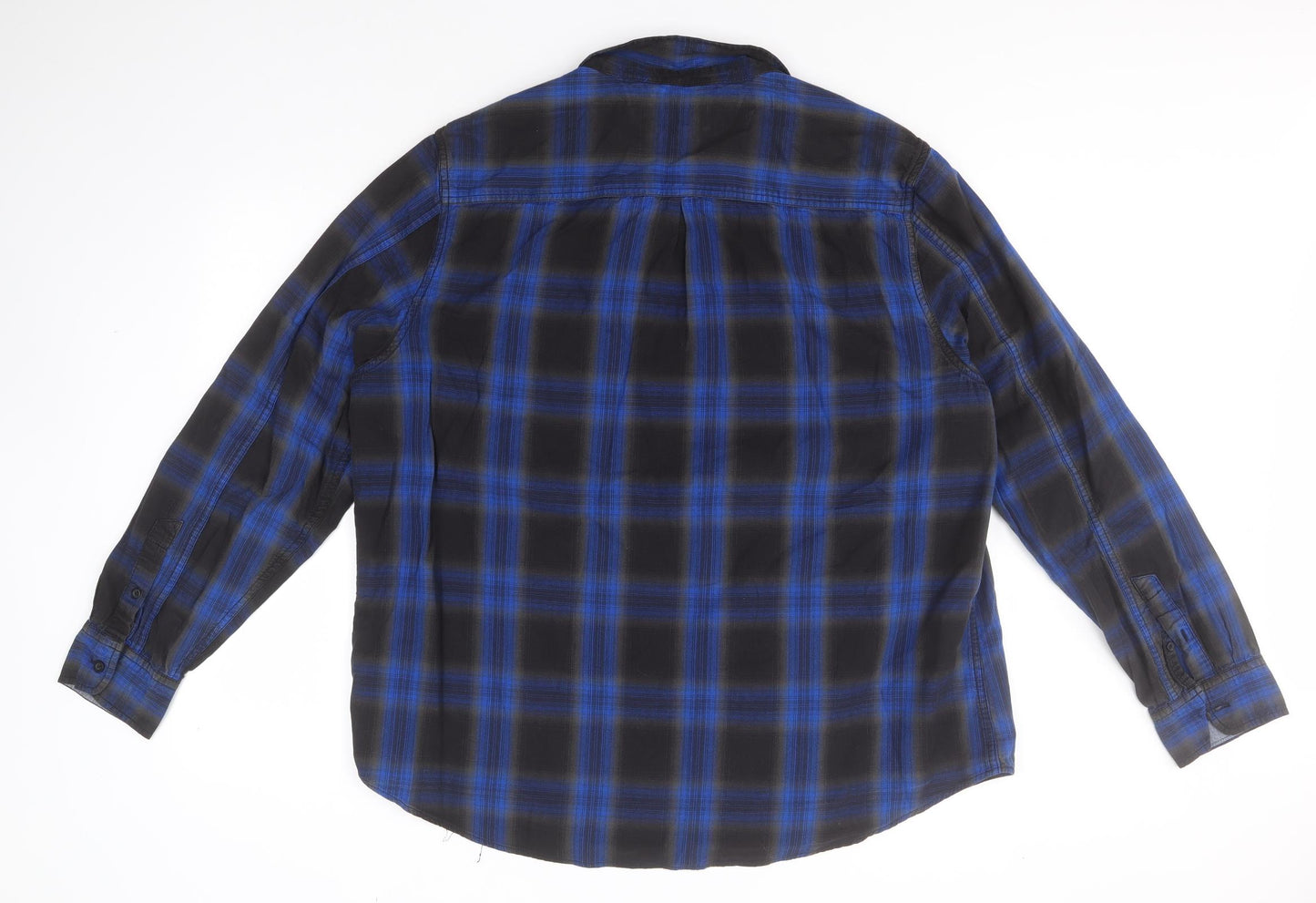 Cherokee Mens Blue Plaid Cotton  Button-Up Size 2XL Collared