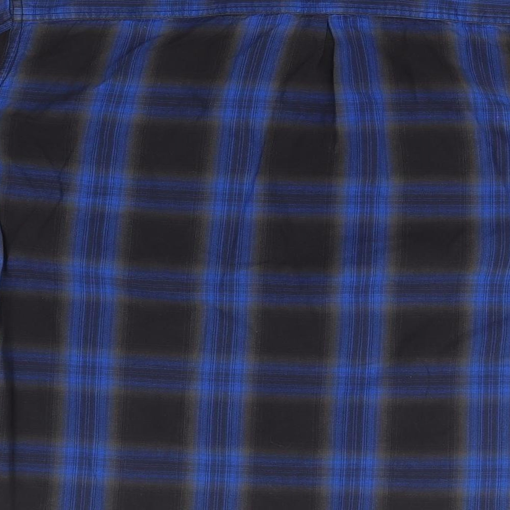 Cherokee Mens Blue Plaid Cotton  Button-Up Size 2XL Collared