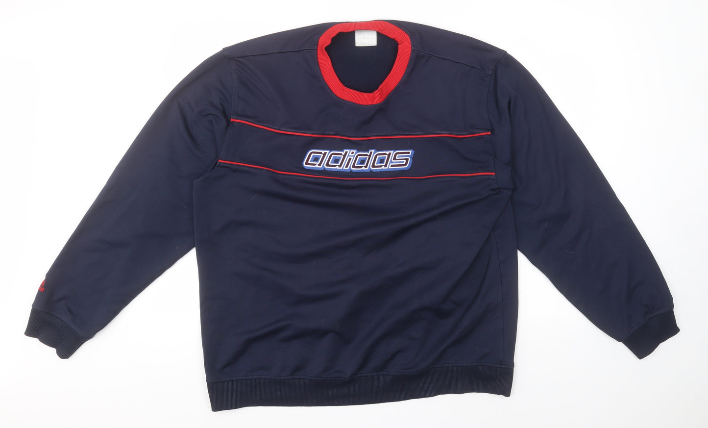 adidas Mens Blue Round Neck  Polyester Pullover Jumper Size L