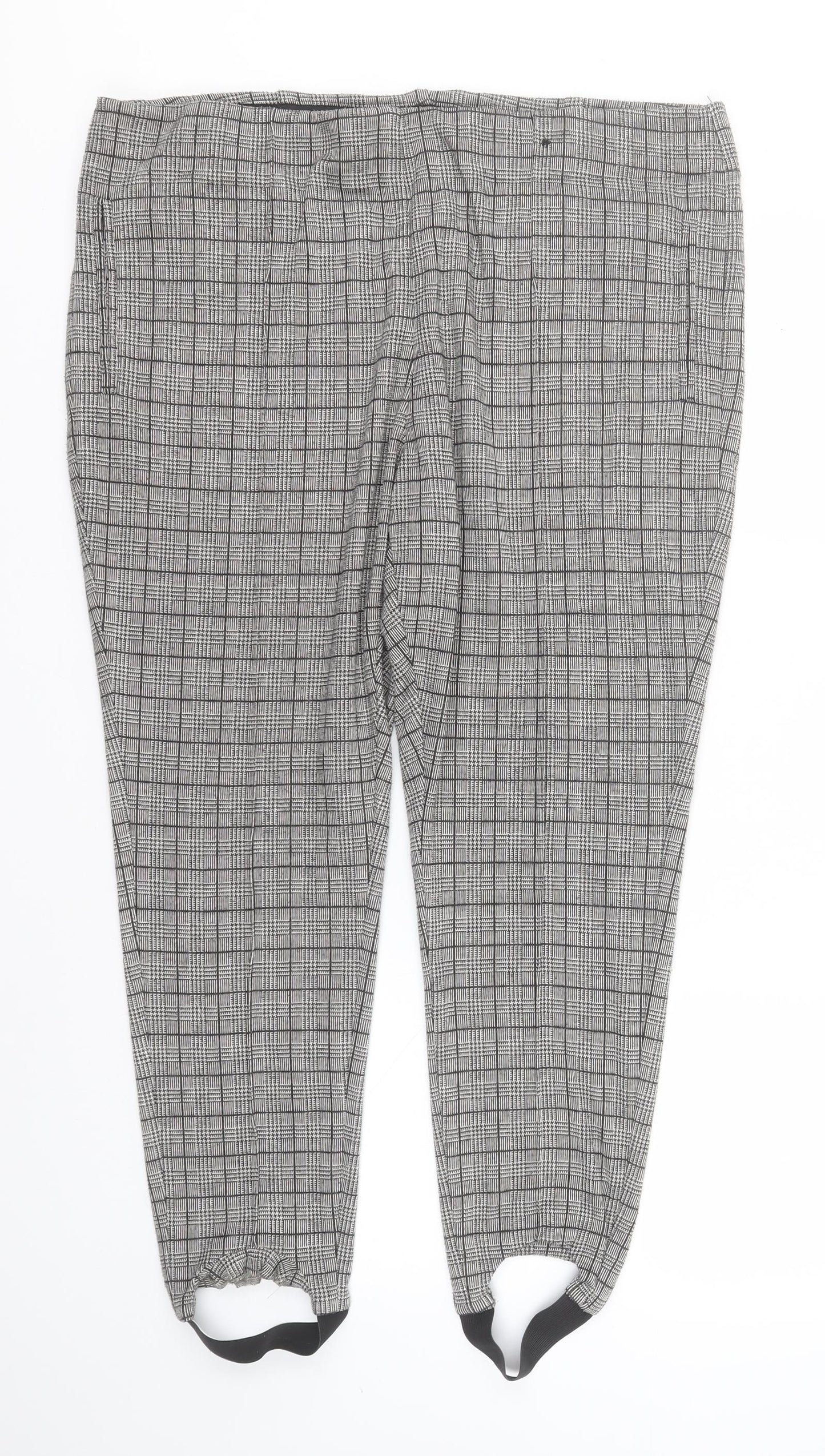 Marks and Spencer Womens Grey Plaid Polyester Trousers  Size 20 L25 in Regular