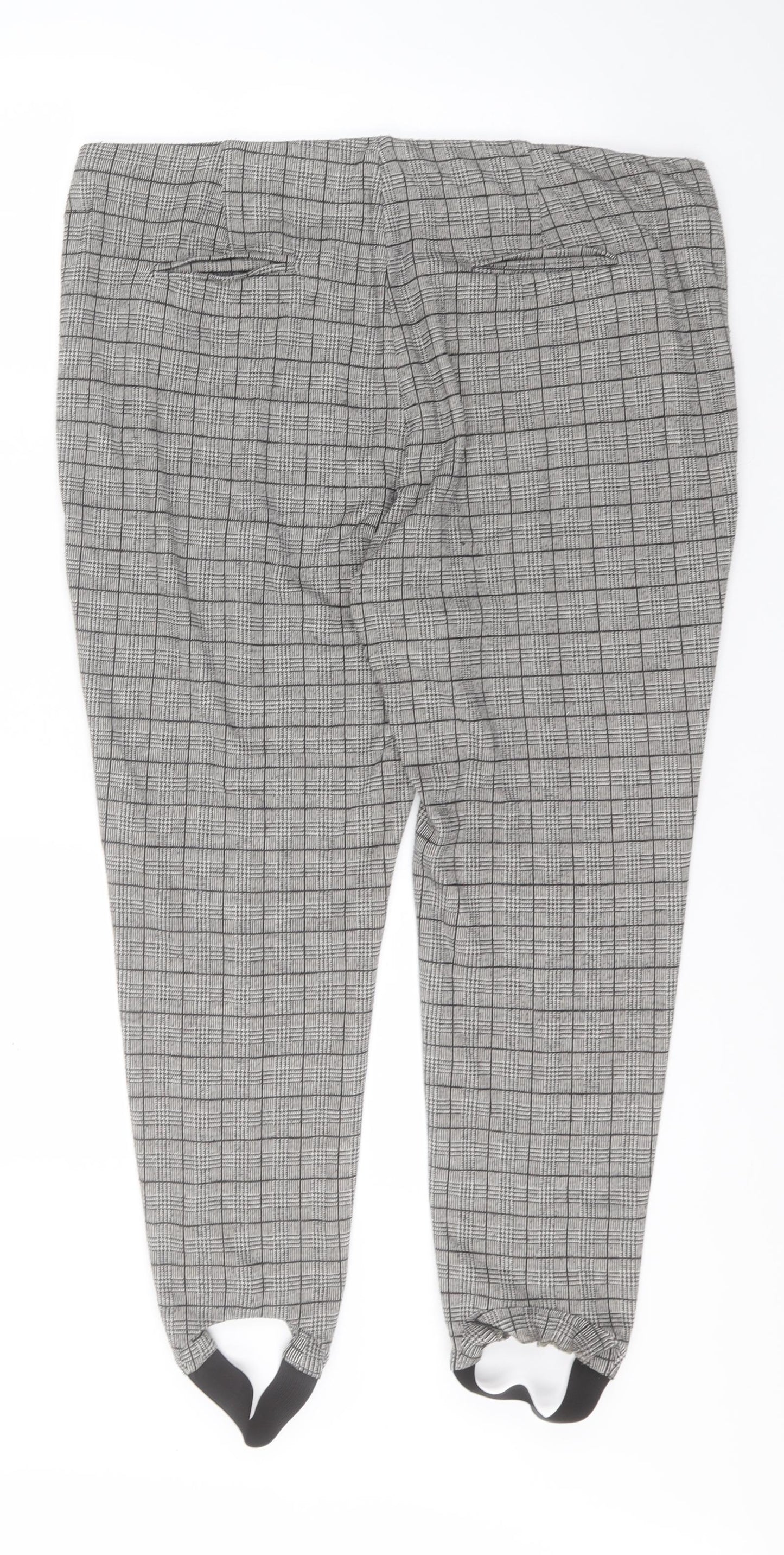 Marks and Spencer Womens Grey Plaid Polyester Trousers  Size 20 L25 in Regular