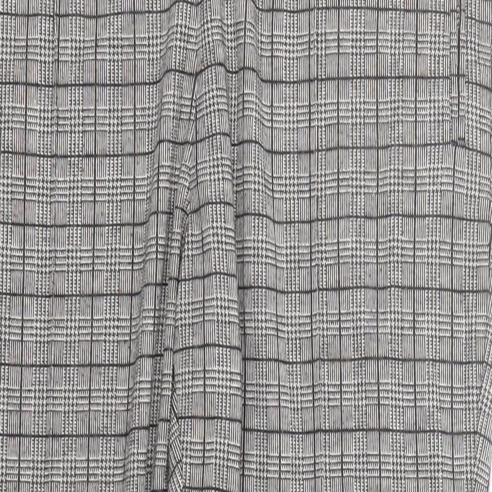 Marks and Spencer Womens Grey Plaid Polyester Trousers  Size 20 L25 in Regular