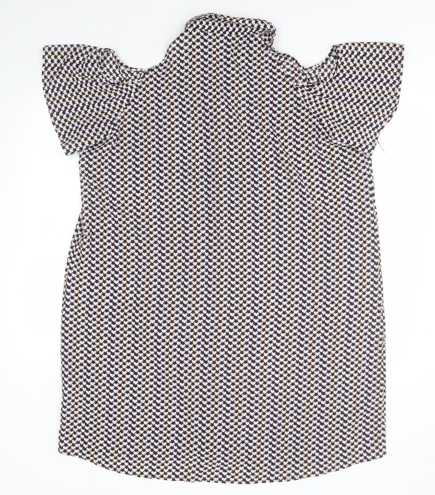 Atmosphere Womens Black Geometric Polyester Basic Button-Up Size 18 Collared