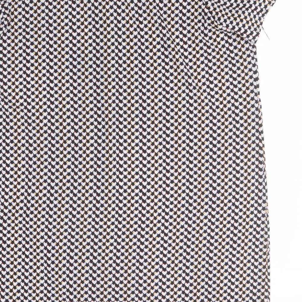 Atmosphere Womens Black Geometric Polyester Basic Button-Up Size 18 Collared
