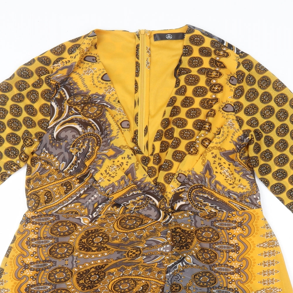 Missguided Womens Orange Paisley Polyester Tank Dress  Size 18  V-Neck