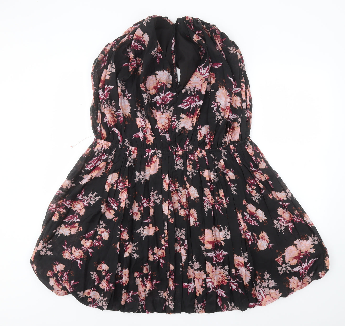 ASOS Womens Black Floral Polyester A-Line  Size 18  V-Neck