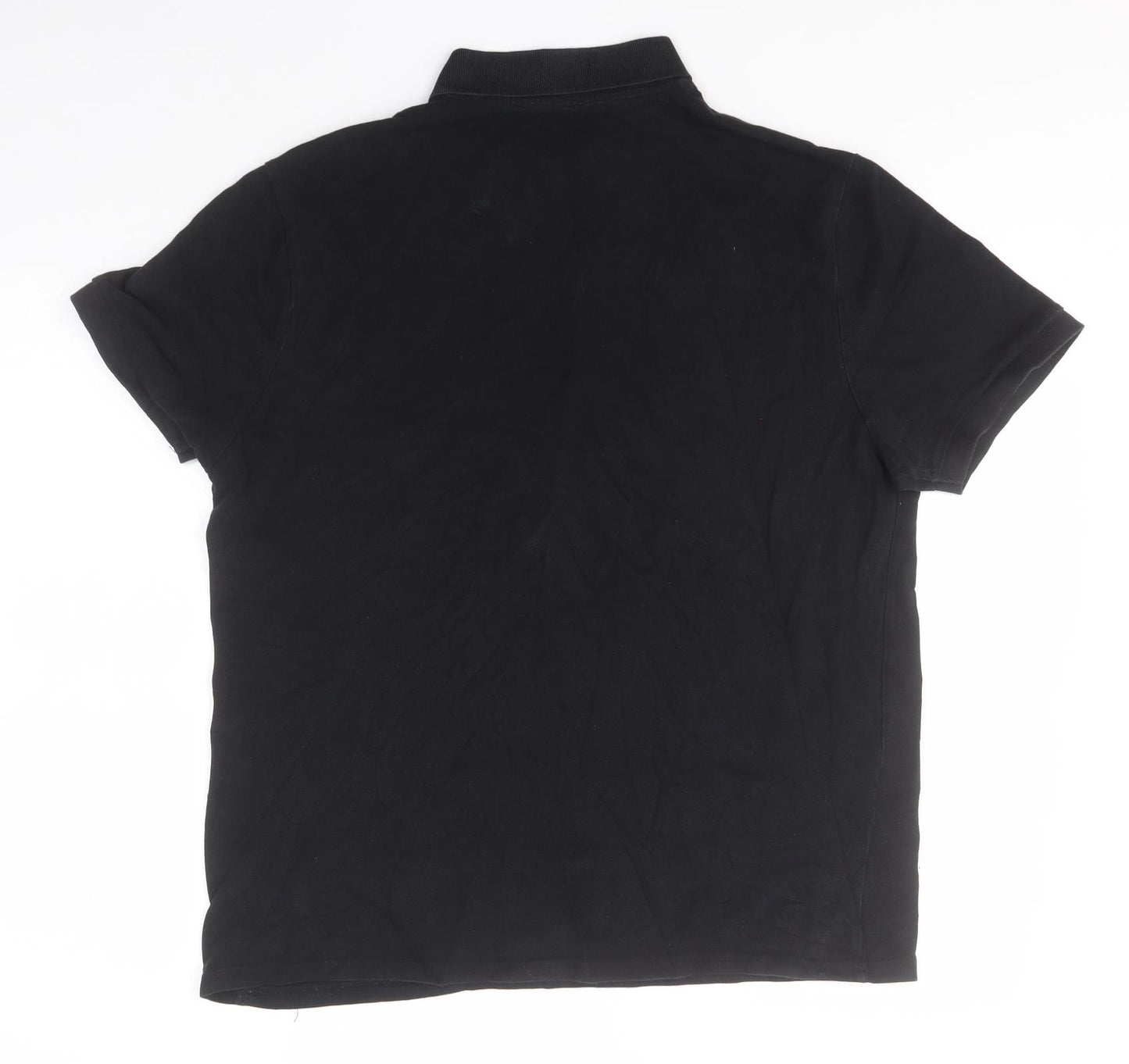 George Mens Black  Cotton  Polo Size L Collared