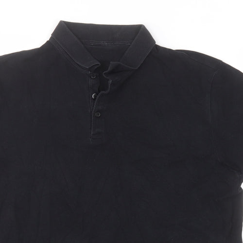 George Mens Black  Cotton  Polo Size L Collared