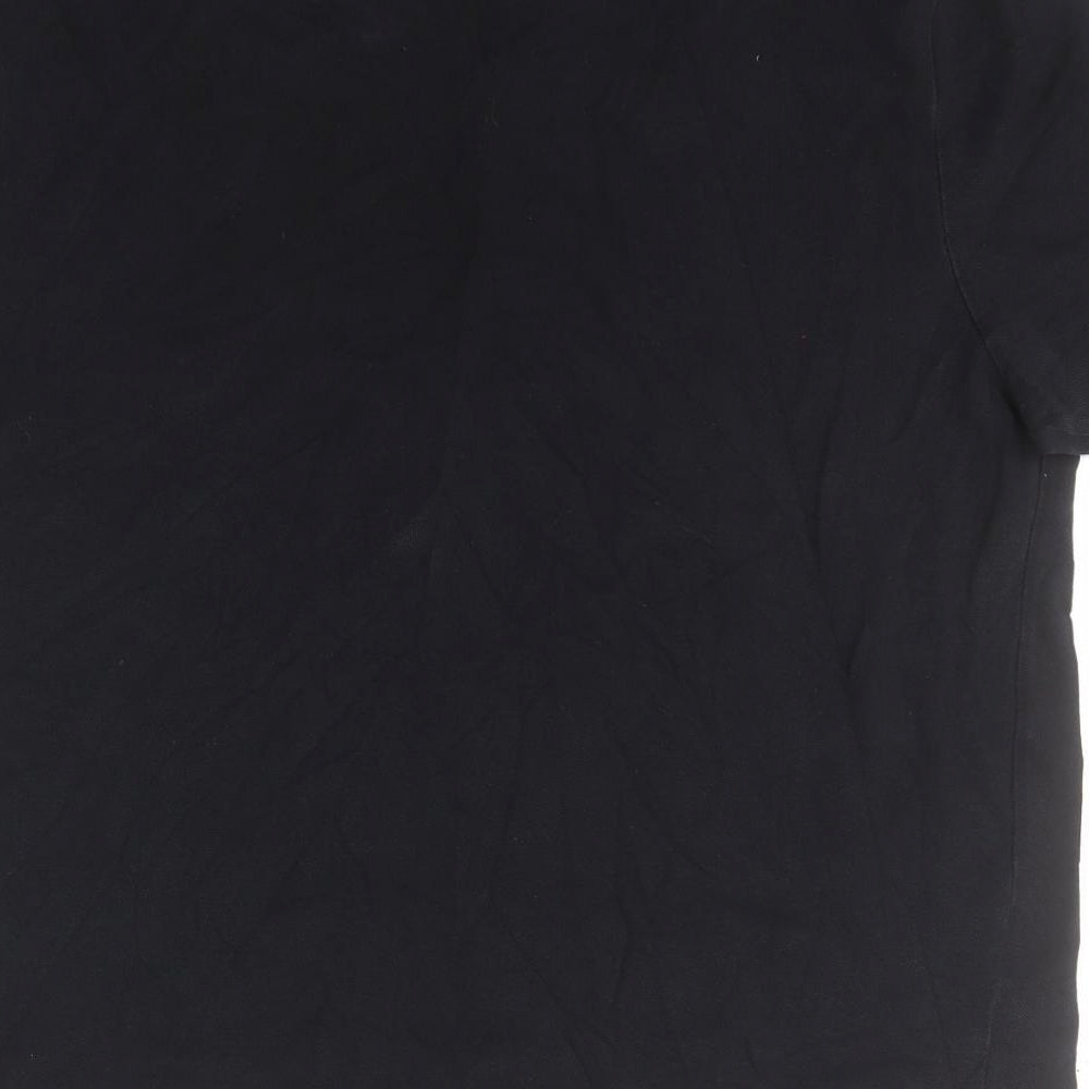 George Mens Black  Cotton  Polo Size L Collared