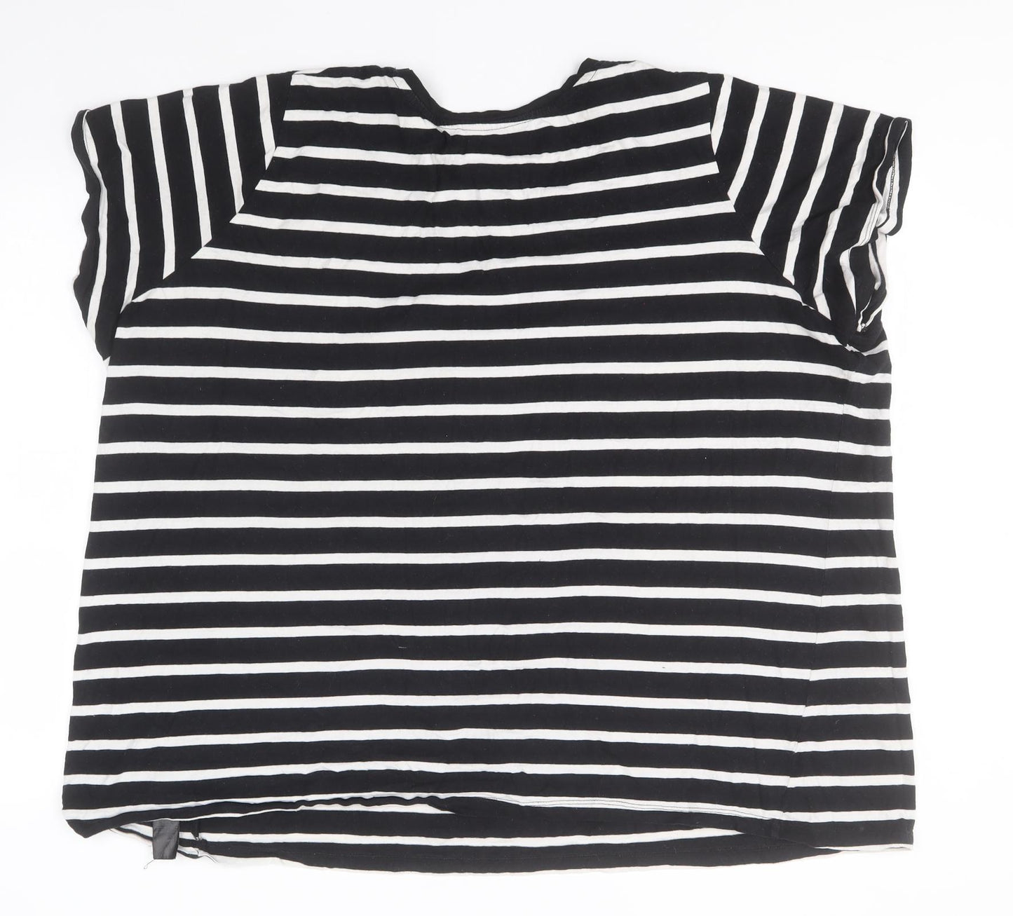 Evans Womens Black Striped Cotton Basic T-Shirt Size 26 V-Neck