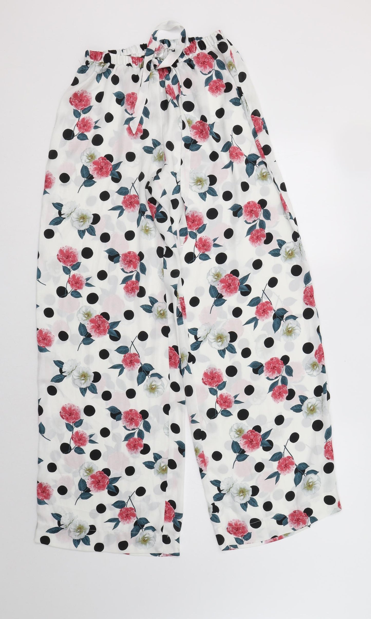 Boux Avenue Womens White Floral Polyester  Pyjama Pants Size 8  Drawstring