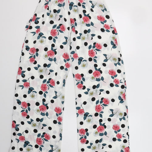 Boux Avenue Womens White Floral Polyester  Pyjama Pants Size 8  Drawstring