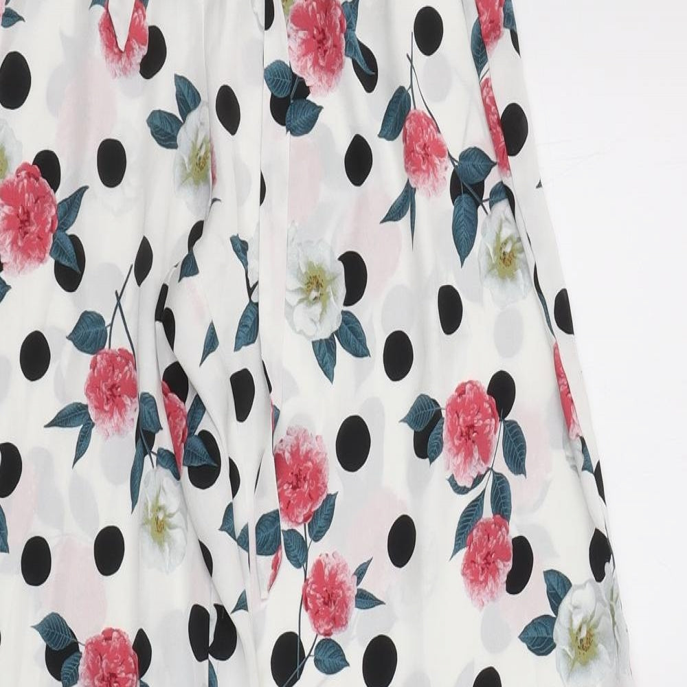 Boux Avenue Womens White Floral Polyester  Pyjama Pants Size 8  Drawstring