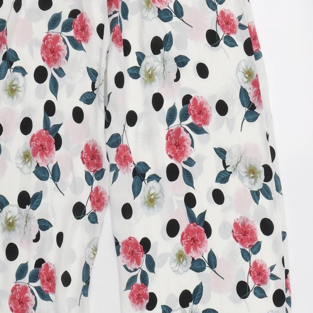 Boux Avenue Womens White Floral Polyester  Pyjama Pants Size 8  Drawstring