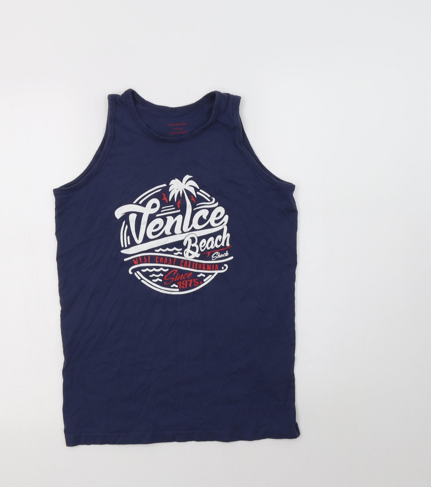Primark Girls Blue  Cotton Basic T-Shirt Size 12-13 Years Crew Neck  - Venice Beach