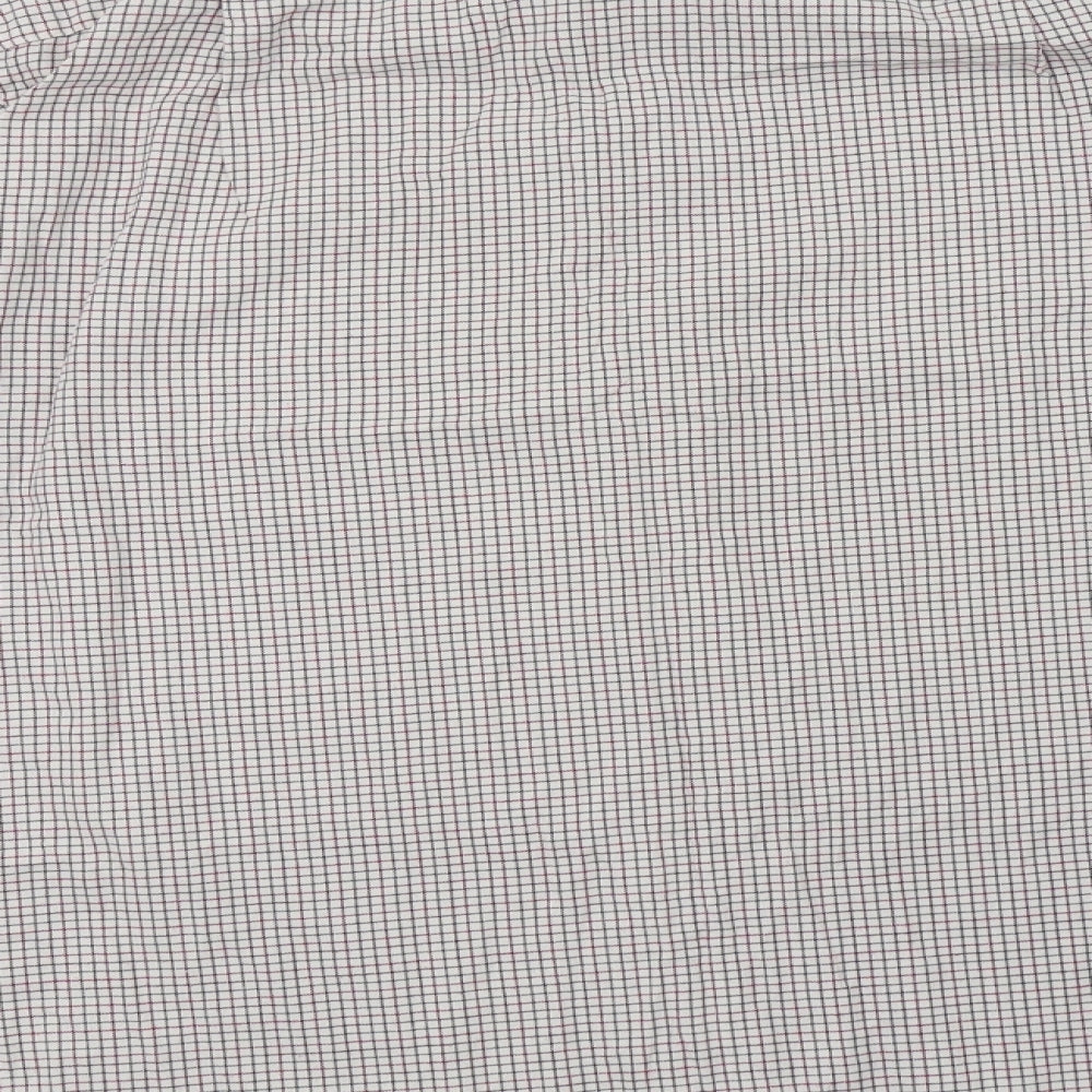 M&S Mens White Check Cotton  Dress Shirt Size 16 Collared Button
