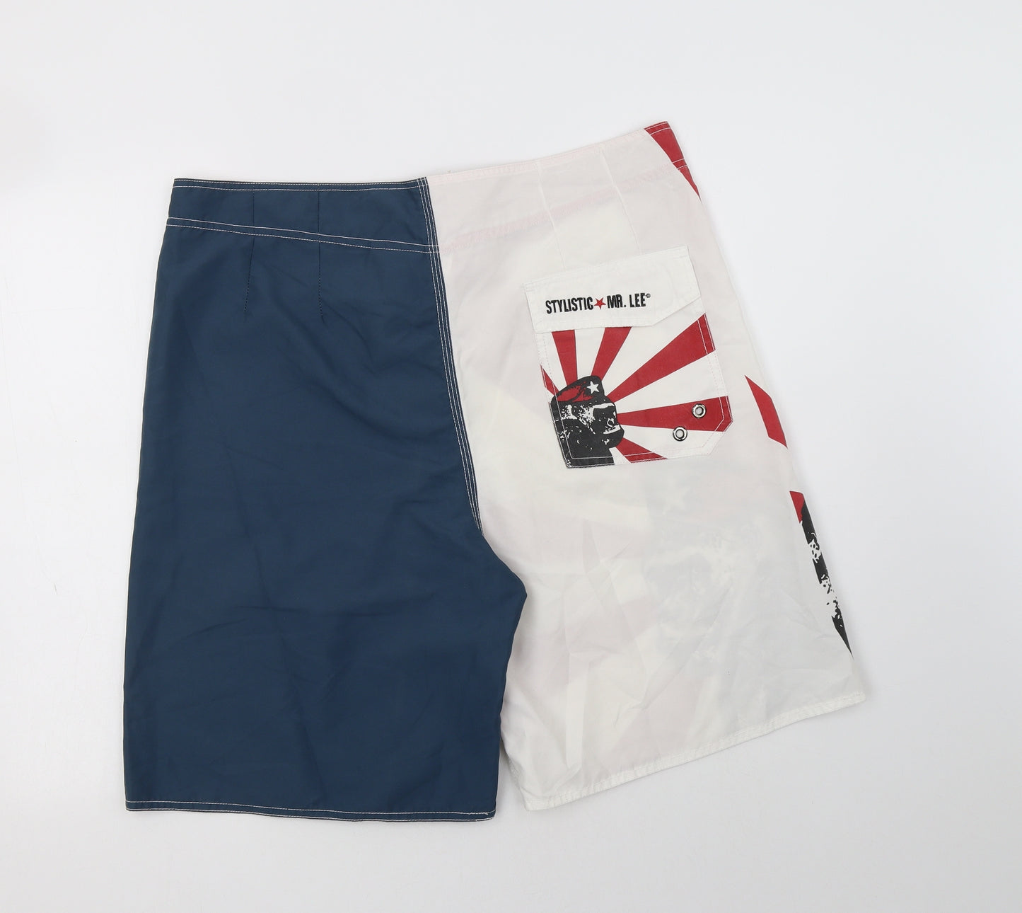 Stylistic Mr. Lee Mens Multicoloured Striped Polyester Bermuda Shorts Size 2XL L9 in Regular Drawstring