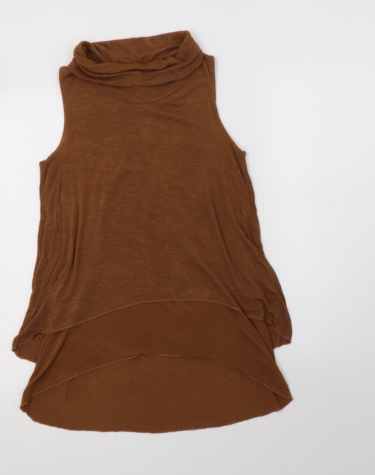 Tiverso Womens Brown  Viscose Basic Blouse Size S Roll Neck