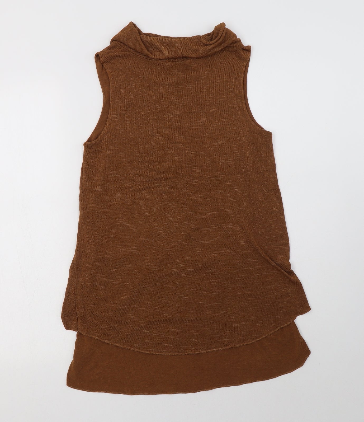 Tiverso Womens Brown  Viscose Basic Blouse Size S Roll Neck