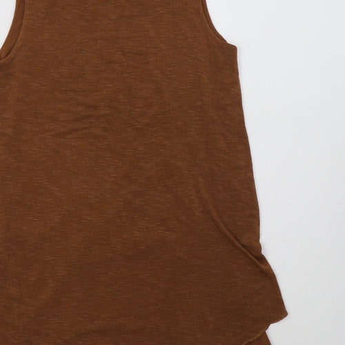 Tiverso Womens Brown  Viscose Basic Blouse Size S Roll Neck