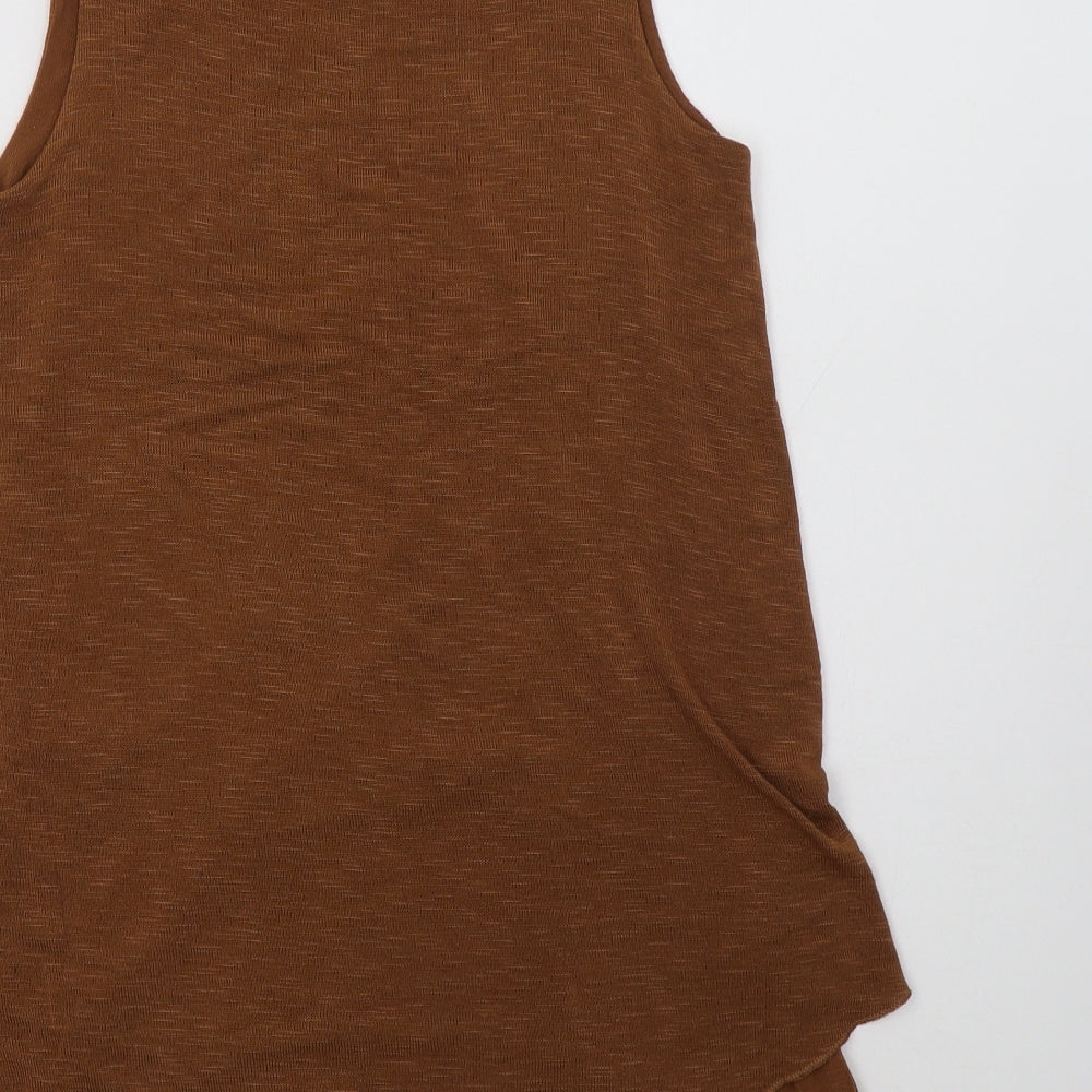 Tiverso Womens Brown  Viscose Basic Blouse Size S Roll Neck