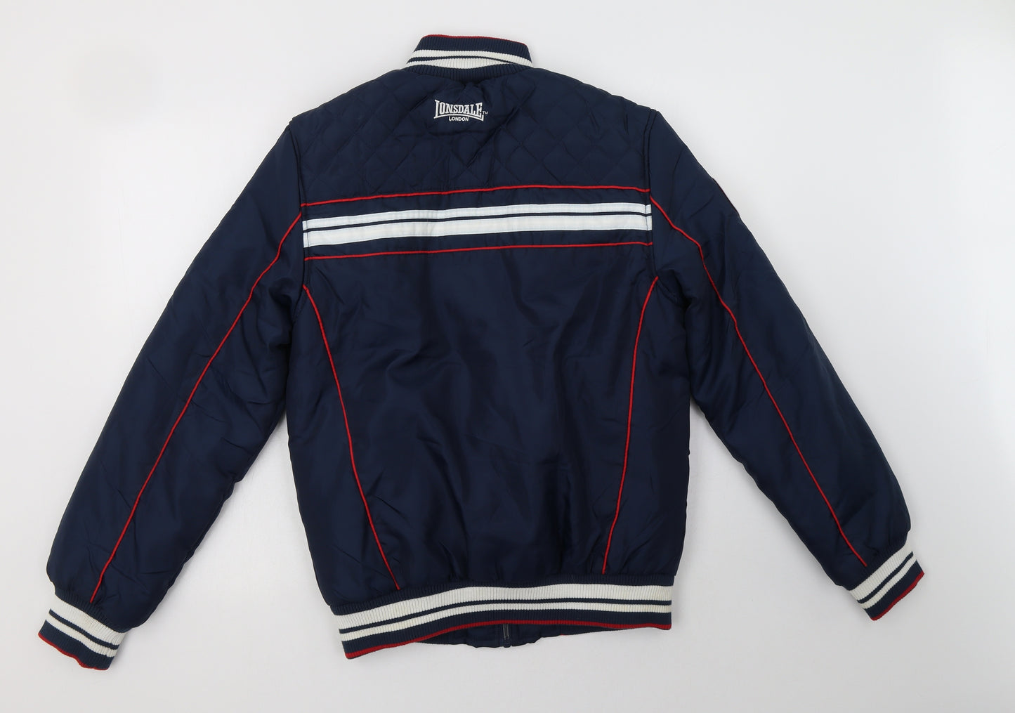 Lonsdale Mens Blue Striped  Puffer Jacket Jacket Size S  Zip