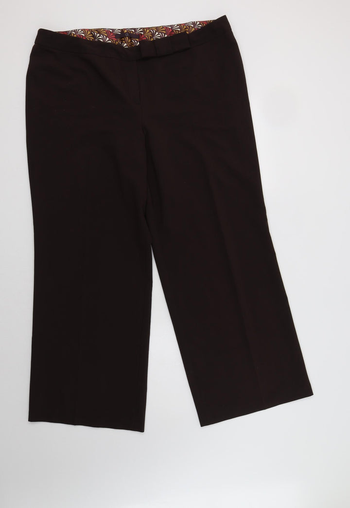 Evans Womens Brown Polyester Dress Pants Trousers Size 18 L30 in Regular Button