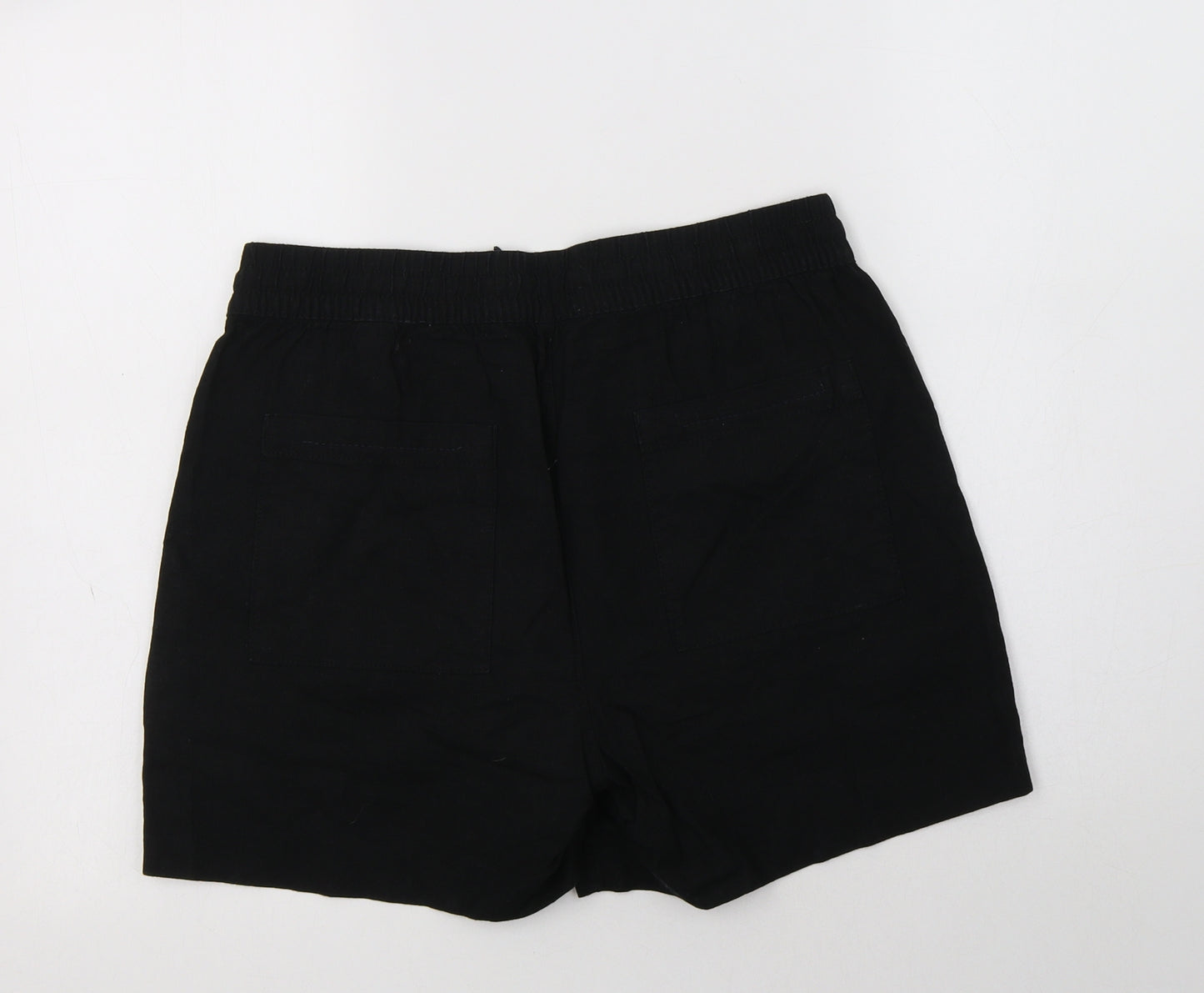 M&S Womens Black  Linen Bermuda Shorts Size 12 L4 in Regular Drawstring
