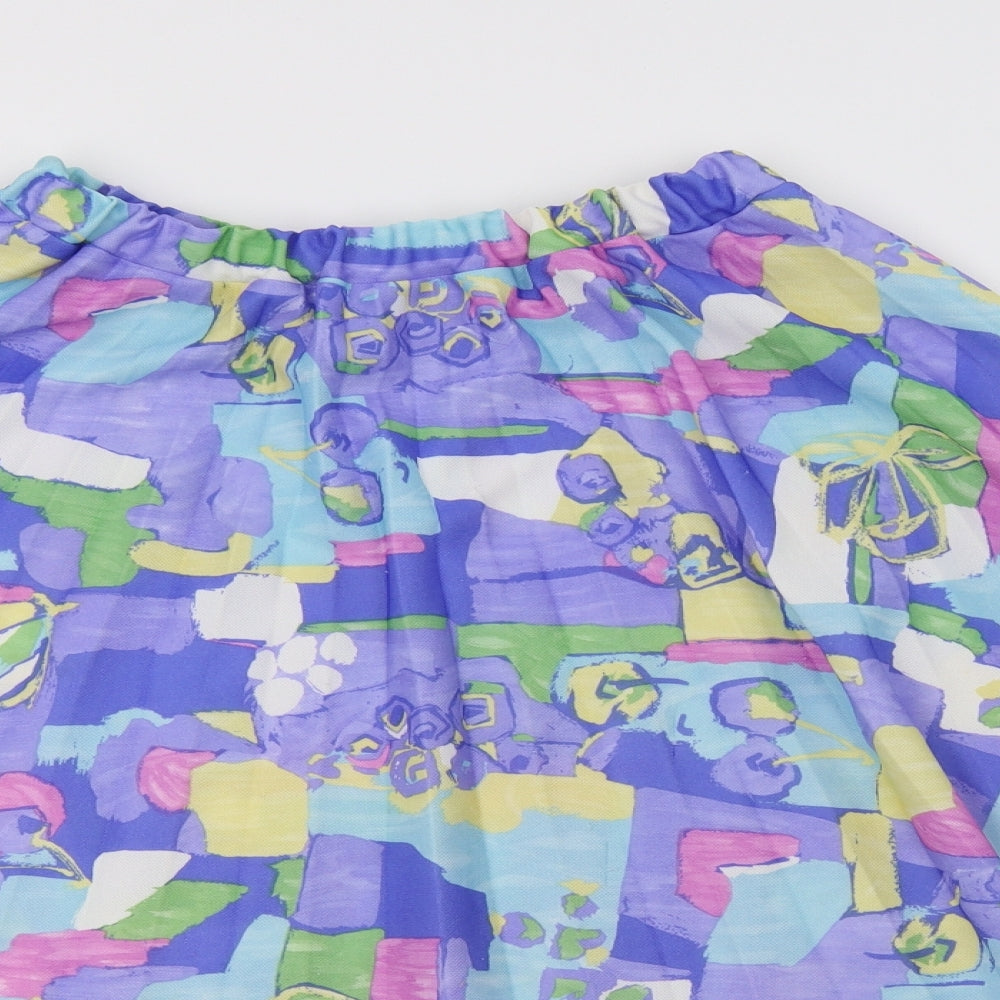 Preworn Womens Multicoloured Geometric Polyester A-Line Skirt Size 14