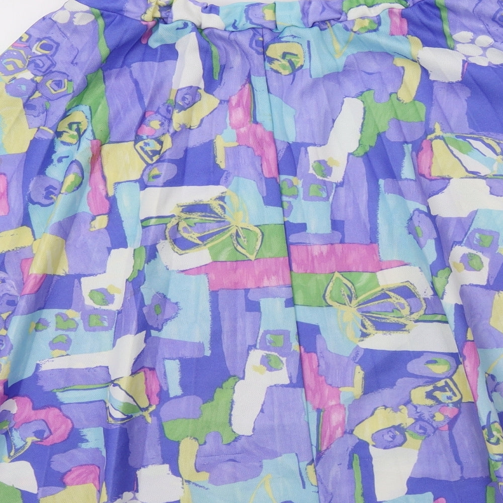 Preworn Womens Multicoloured Geometric Polyester A-Line Skirt Size 14