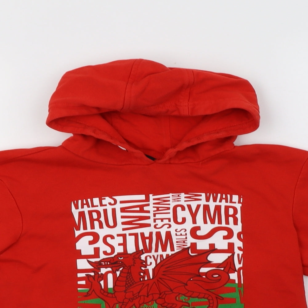 George Girls Red  Cotton Pullover Hoodie Size 9-10 Years   - Wales