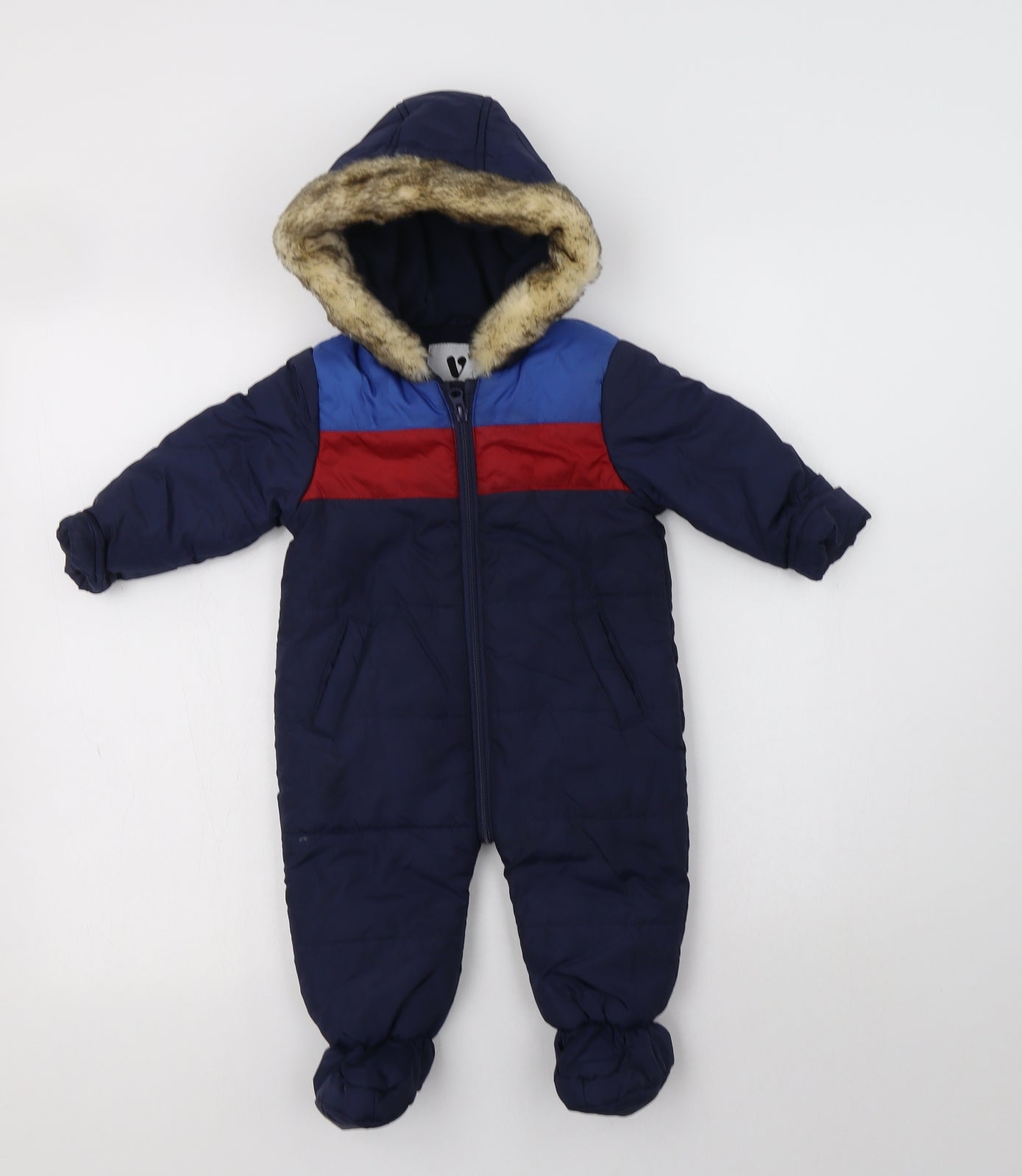 Veryt Baby Blue Colourblock   Snowsuit Size 6-9 Months   Zip