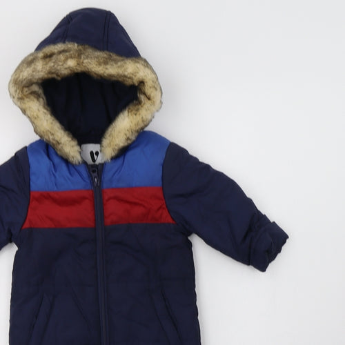 Veryt Baby Blue Colourblock   Snowsuit Size 6-9 Months   Zip