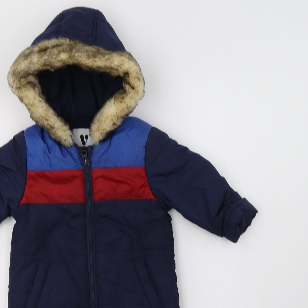 Veryt Baby Blue Colourblock   Snowsuit Size 6-9 Months   Zip